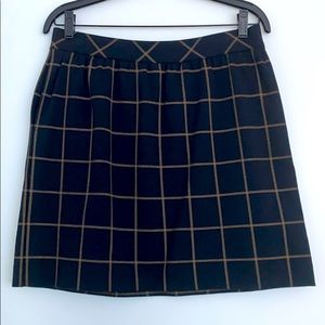 Madewell Black with Tan Plaid Skirt w/ Pockets